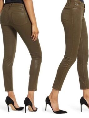 Frame Denim Le High Skinny Jeans NWT Size 28 In Coated Military Olive Green